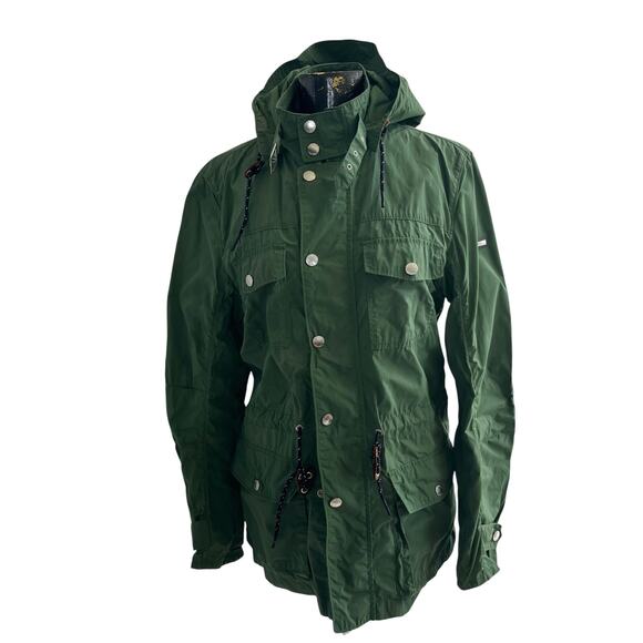 Hackett London Anorak Windbreaker Hooded Rain Jacket Olive Green Size S - Picture 4 of 7